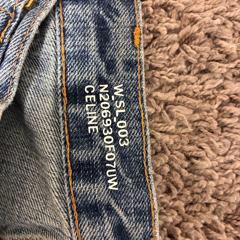 Celine Denim Straight Leg Jeans with Gold Heart styled chain 28-29 in waist - Picture 5 of 7